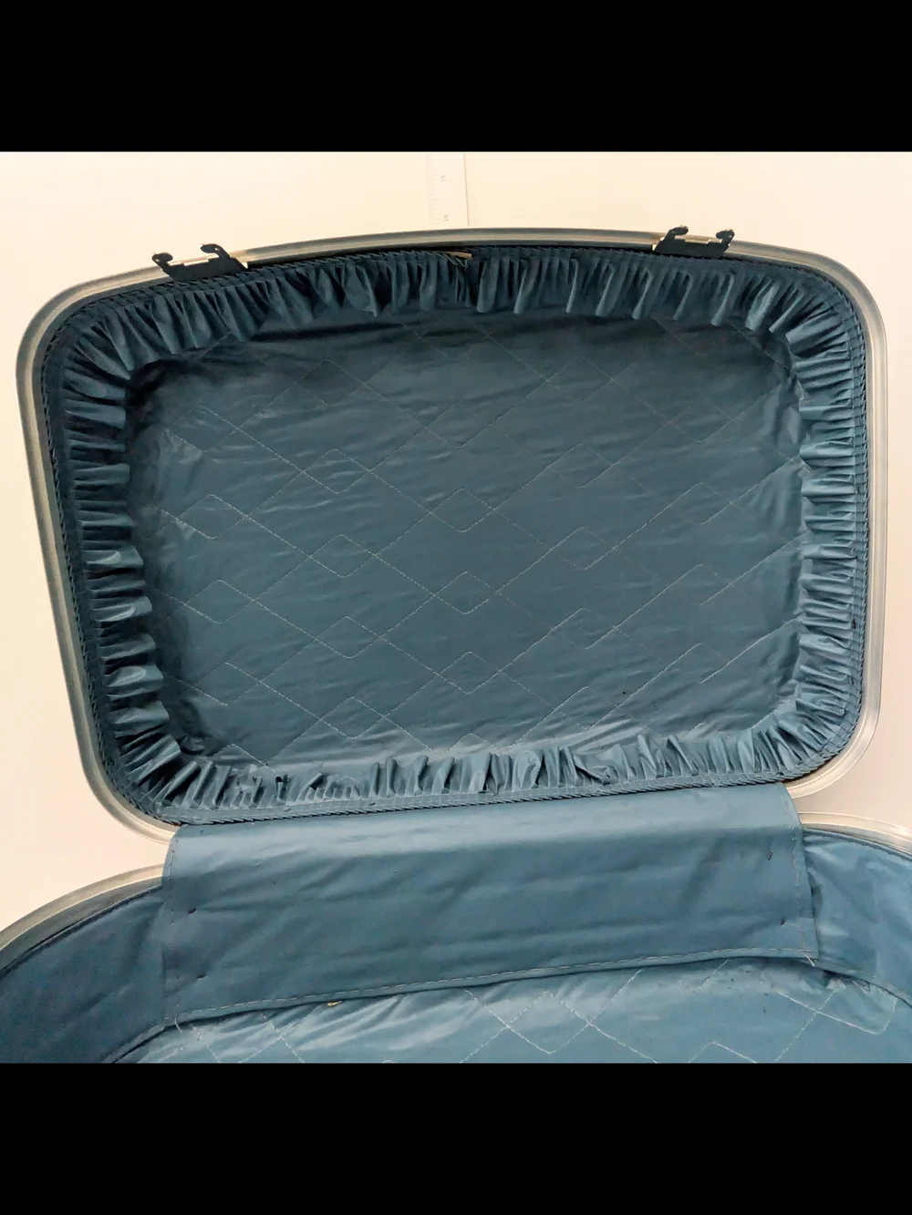 Vintage Blue Hard Case Carry On Travel Luggage Suitcase MCM Clean No Key
